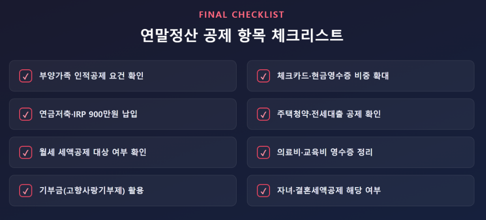 연말정산 공제 항목 체크리스트